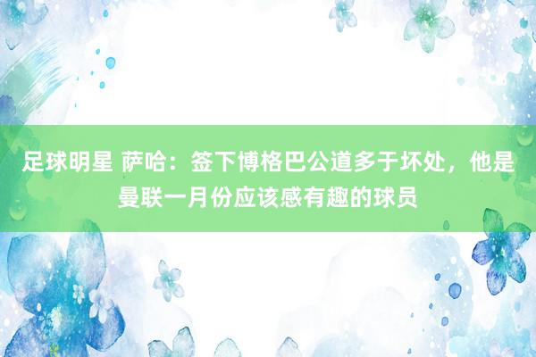 足球明星 萨哈：签下博格巴公道多于坏处，他是曼联一月份应该感有趣的球员